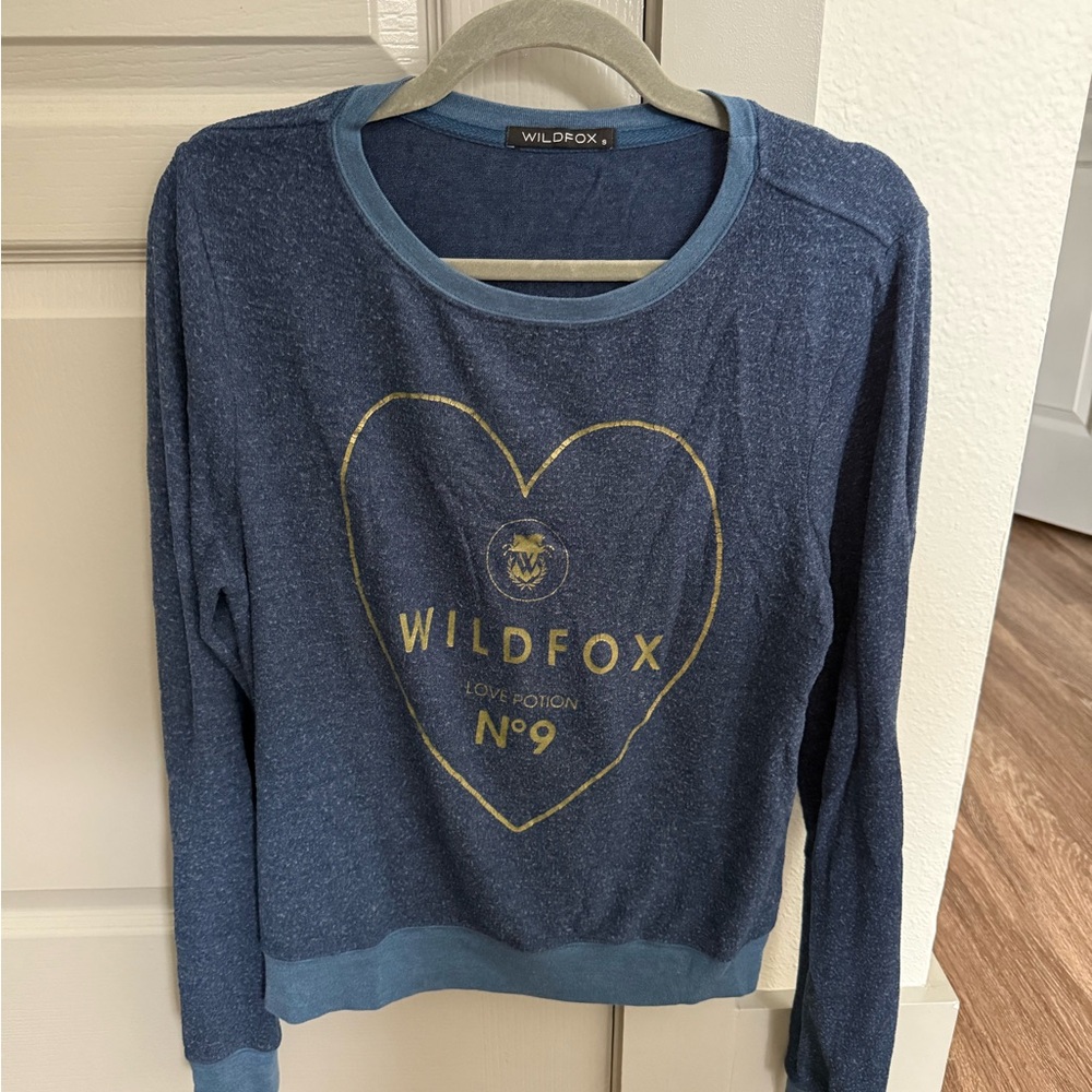 Wildfox Navy Long Sleeve with Gold Heart